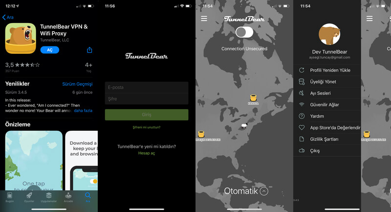 TunnelBear-iOS-Ekran
